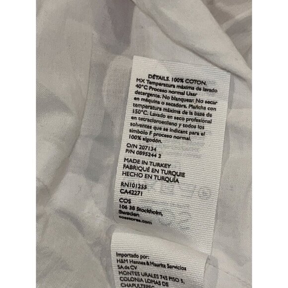 COS White Short-Sleeve Button-Up Cotton Mid Length Dress Women's Size XS - Picture 8 of 9